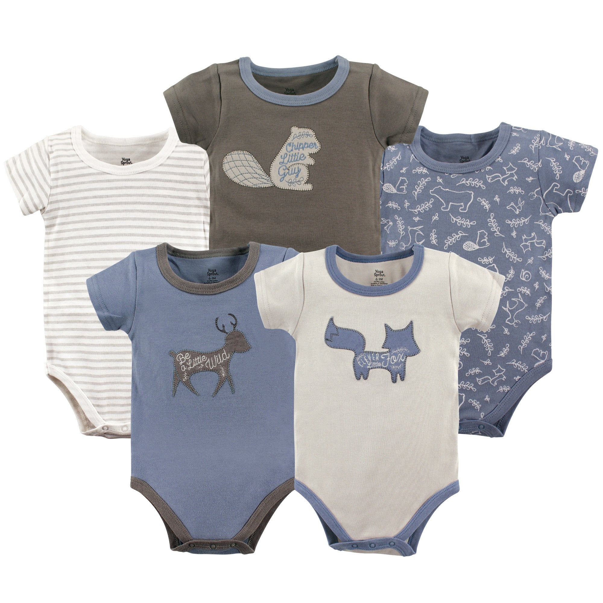 Yoga Sprout Cotton Bodysuit, 5 Pack, Forest, 0-3 Months – WBBAPB07B317SF6