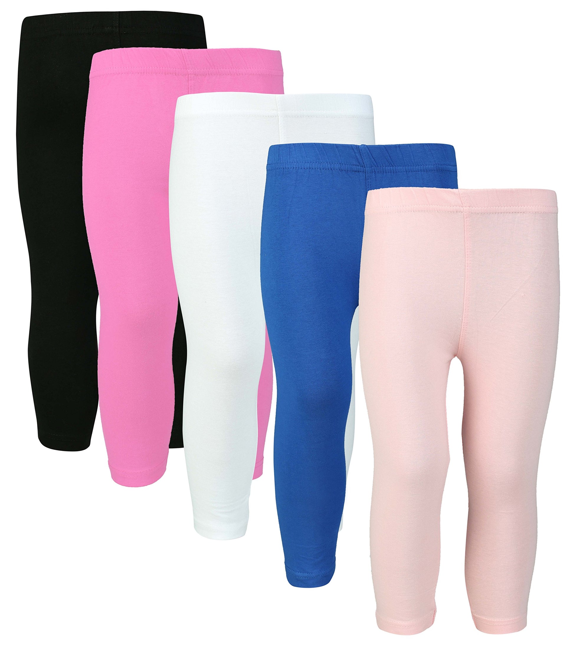 SINI MINI Girls Cotton 3/4th Leggings (Hp White Black Lp Lrblue, 45 Years)  Pack of 5