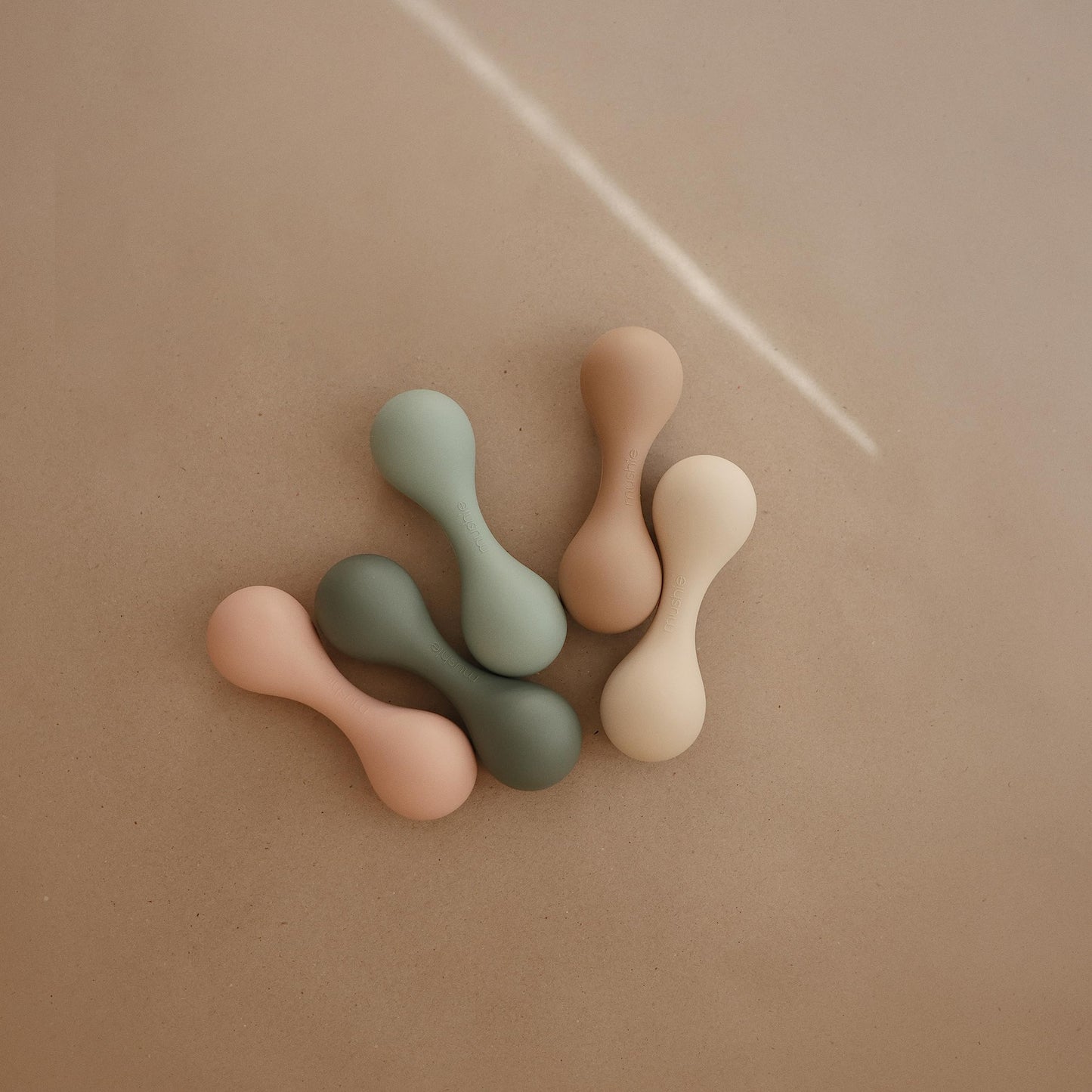 mushie Silicone Baby Shaker Rattle Toy | Ages 3+ Months (Dried Thyme)
