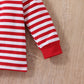 Vinuoker Baby Boy Spring Clothes My First Valentine'S Day Outfit Long Sleeve Stripe T-Shirt + Overalls + Hat Infant Cotton Outfi