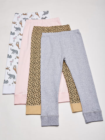 Hudson Baby Unisex Baby Cotton Pants And Leggings, Modern Pink Safari, 5 Toddler