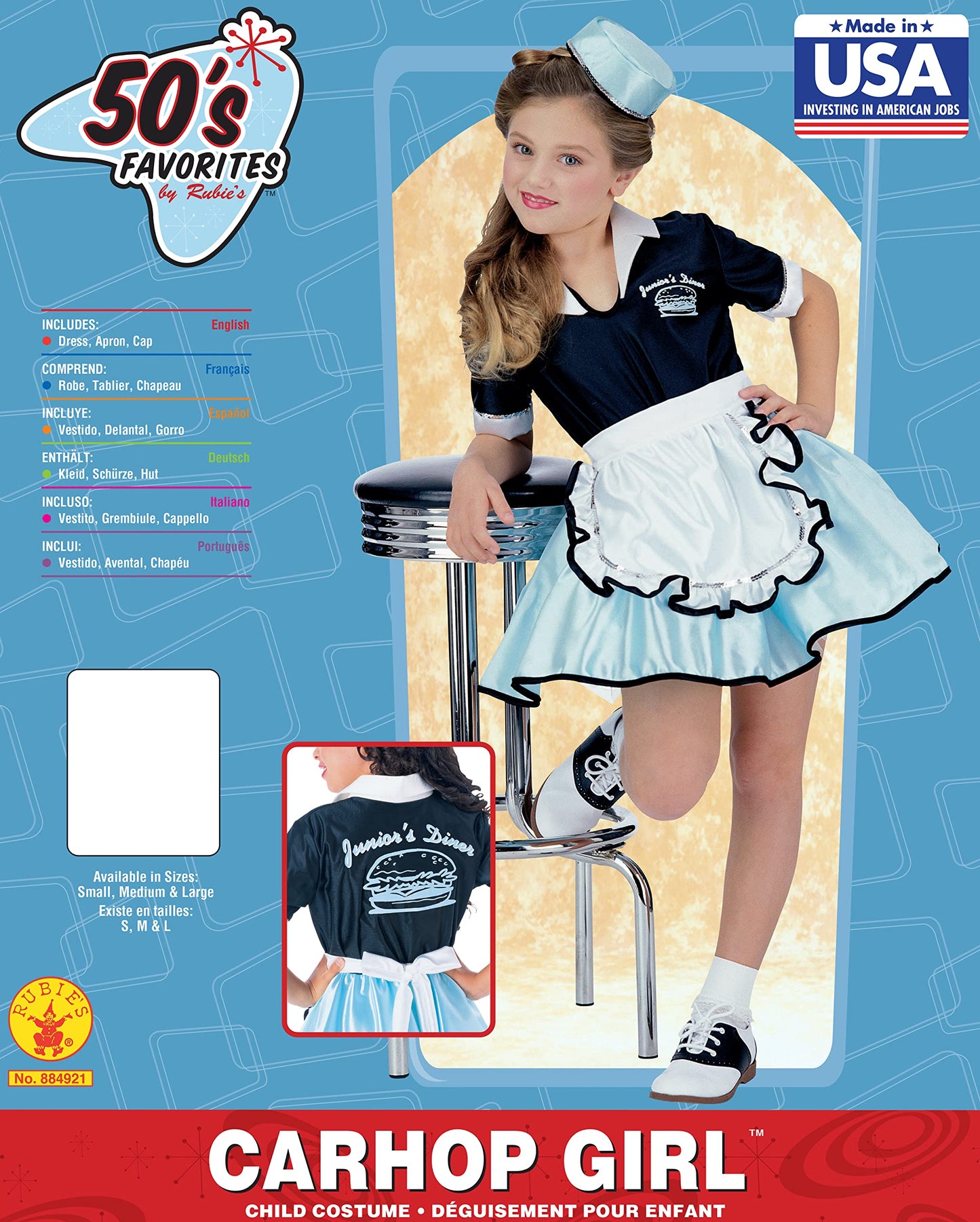 50S Favorite Girls Car Hop Costume, Medium
