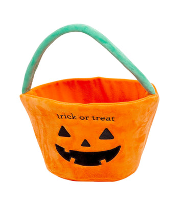 Reece Studio 'Trick Or Treat' Halloween Basket, Plush Pumpkin Trick Or Treat Candy Bag, Fall Pumpkin Tote For Baby Girl Or Baby