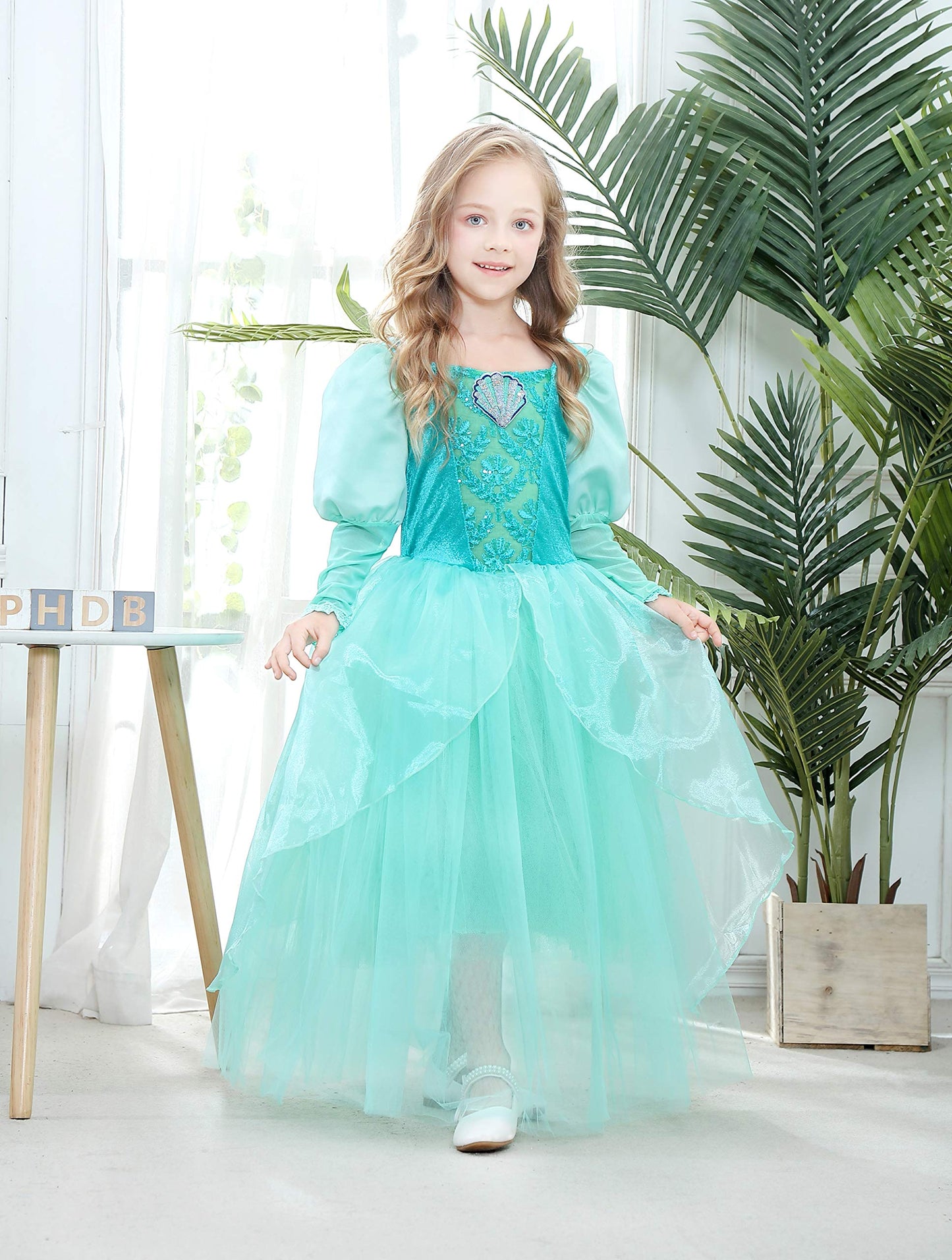 Dressy Daisy Girls Princess Dress Up Costume Mermaid Halloween Xmas Birthday Parties Long Sleeve Size 5-6 Green