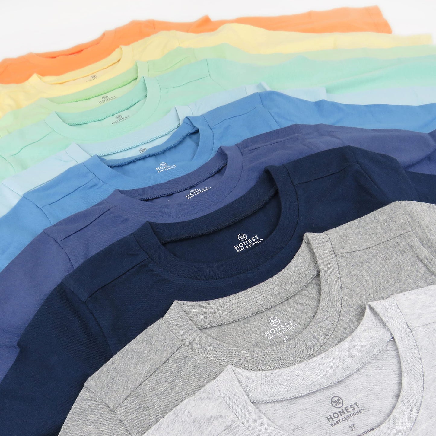 Honestbaby Multipack Long Sleeve T-Shirts Tee 100% Organic Cotton Infant Baby, Toddler, Little Kids Boys, Girls, Unisex, Rainbow