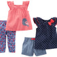 Simple Joys By Carter'S Baby Girls' 4-Piece Playwear Set, Navy/Red, Dots/Stripe/Bird, 0-3 Months