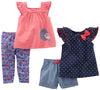 Simple Joys By Carter'S Baby Girls' 4-Piece Playwear Set, Navy/Red, Dots/Stripe/Bird, Newborn