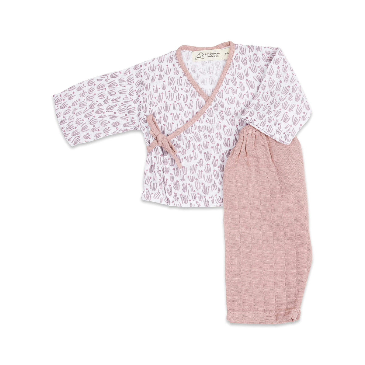 Masilo Organic Cotton Muslin Kimono Top And Pant Set For Baby, 6 To 12 Months  Happy As A Hippo (Meadow)