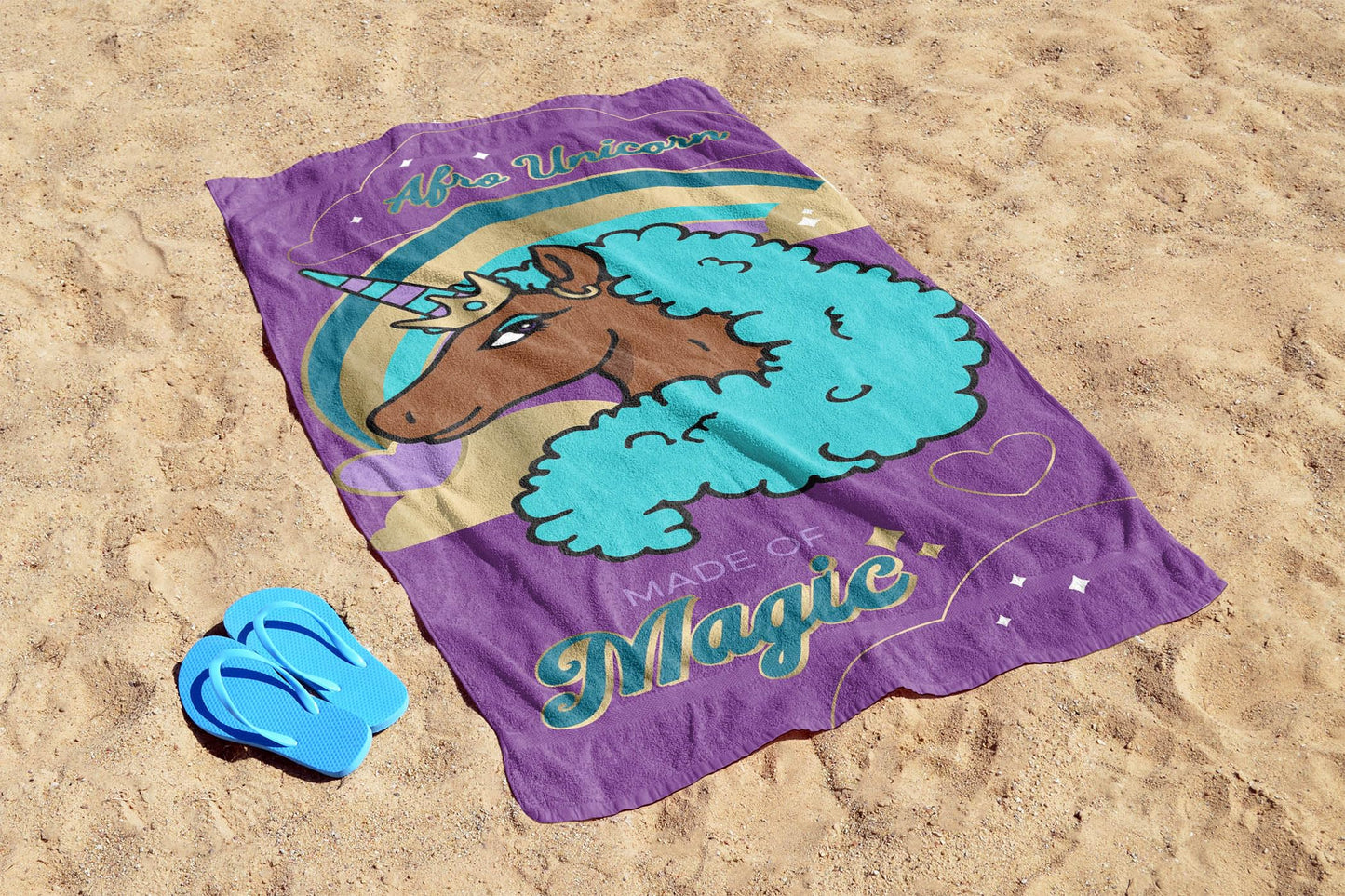 Jay Franco Afro Unicorn Kids Bath Pool Beach Towel - Super Soft & Absorbent 100% Cotton Towel, Measures 28 X 58