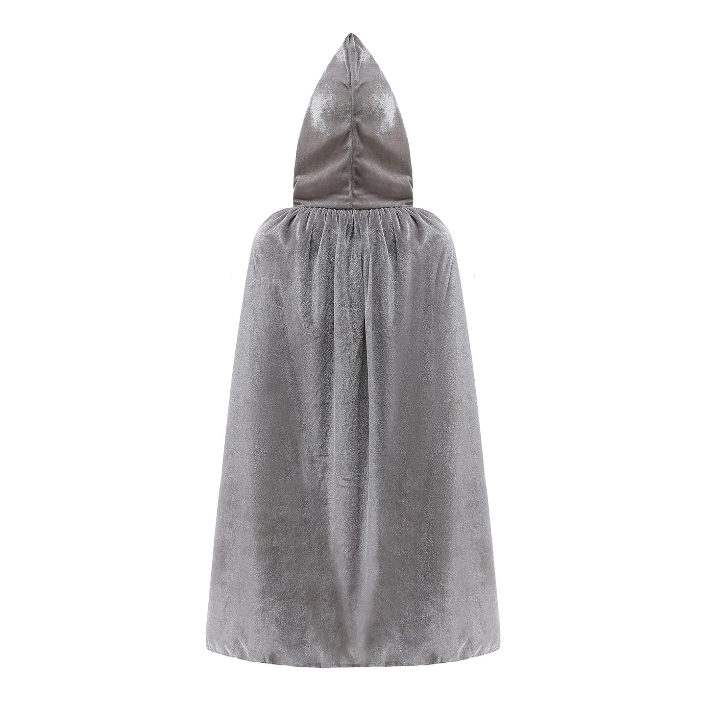 Knelor Kids Hooded Velvet Cloak Robe Halloween Cosutme Cape Fancy Cosplay Costumes 3 To 16 Years (M/Age 5-7, Gray)