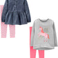 Simple Joys By Carter'S Girls' 4-Piece Playwear Set, Denim/Grey Unicorn/Light Pink/Pink, 12 Months