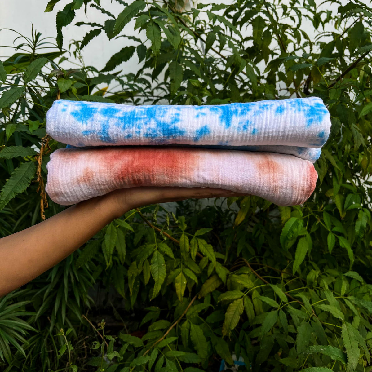 BHAAKUR Muslin Baby Swaddle Tiedye | Blue, Free Size