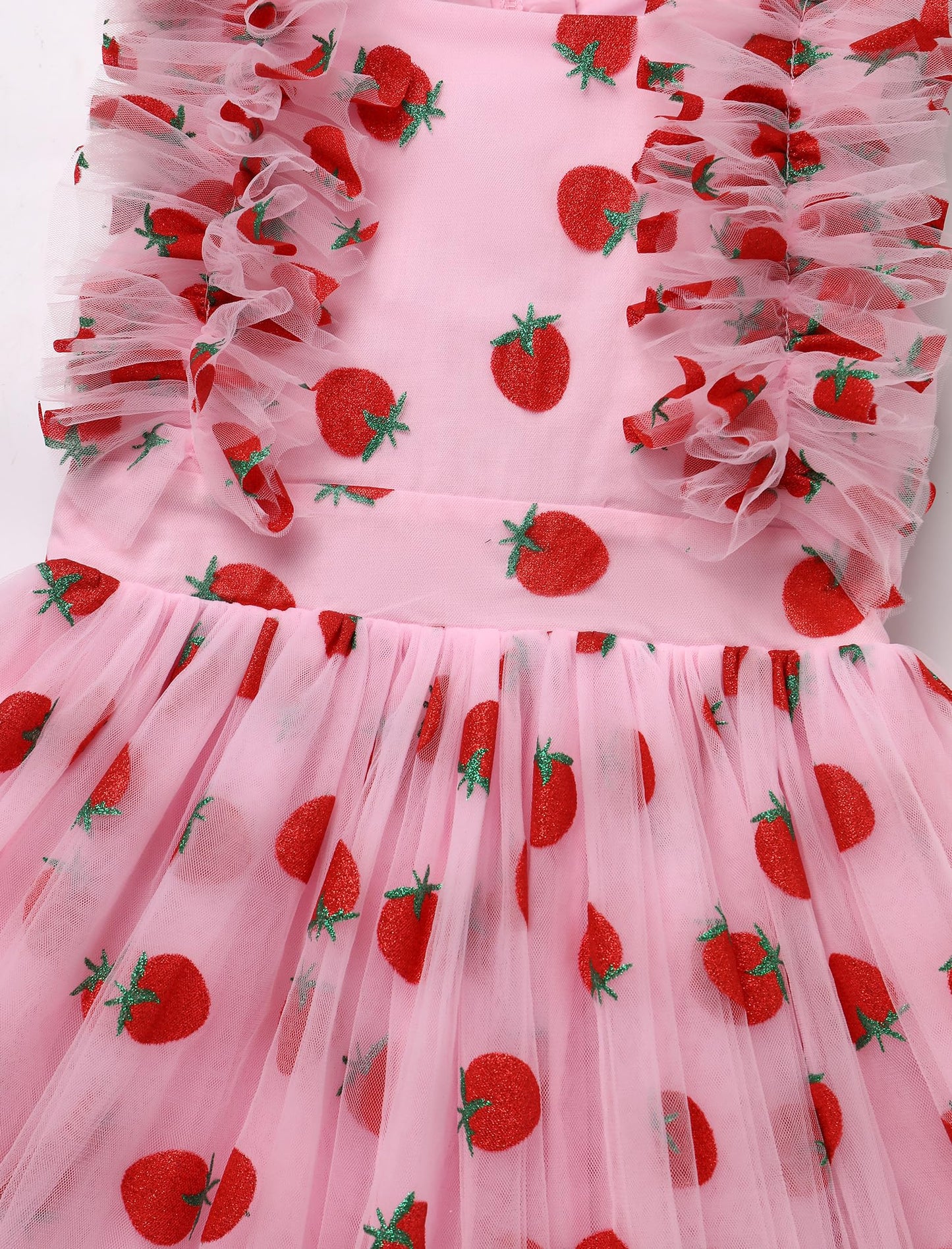 Ibtom Castle Strawberry Dress For Girls 1St Birthday Party Strawberry Tulle Dress Toddler Flower Girl Wedding Pageant Boho Cake