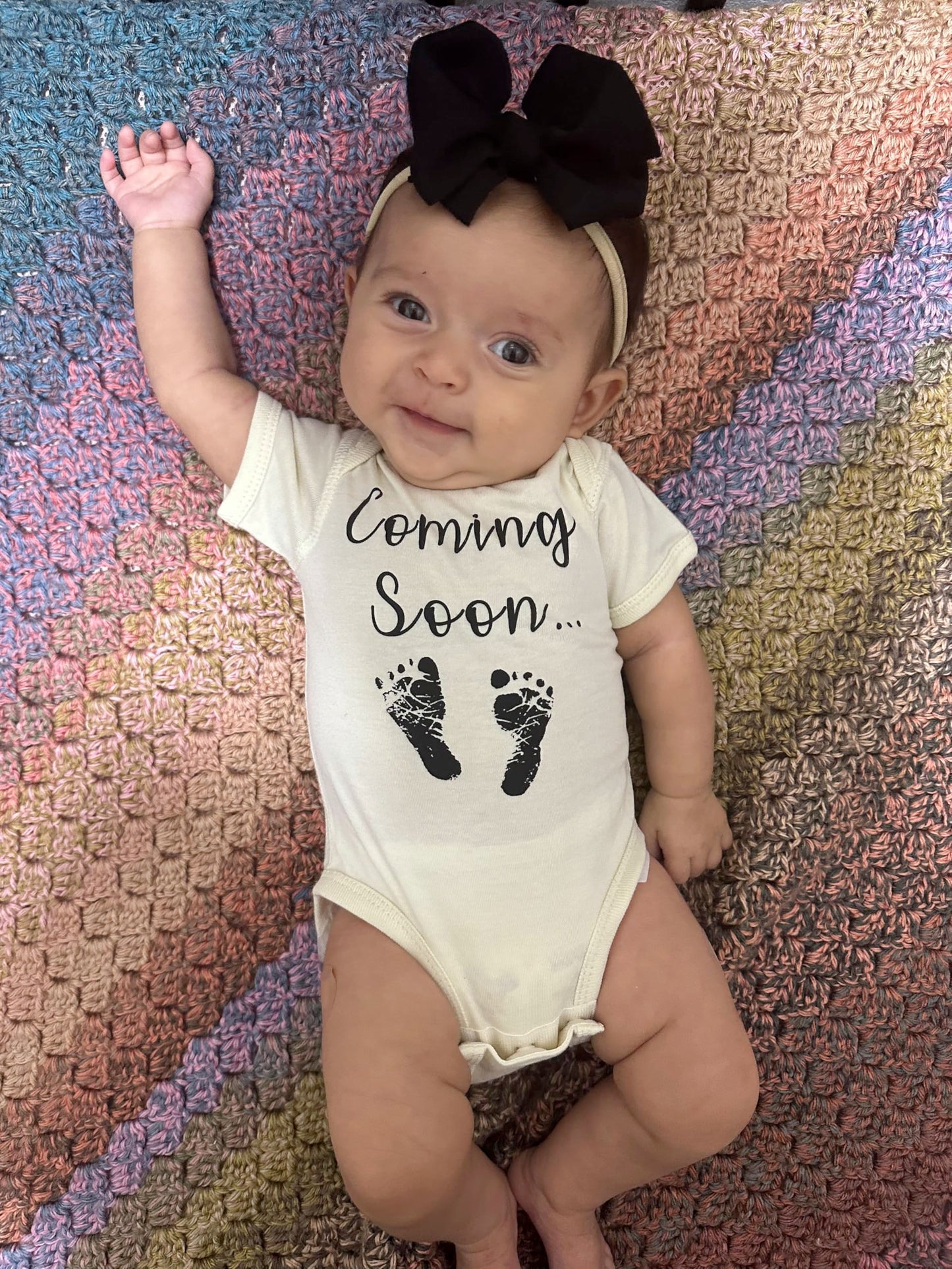 Ink Trendz Coming Soon... Baby Feet Pregnancy Announcement Baby Bodysuit (White, Newborn)