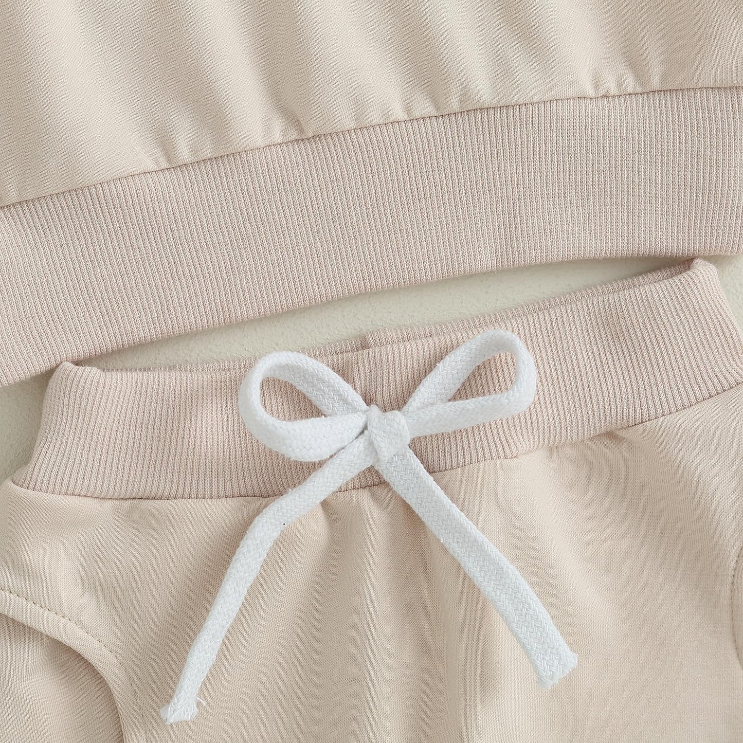 Mayummpy Baby Boys Girl Solid Outfit Long Sleeve Crewneck Oversized Sweatshirt Sweatpants Pants Set Fall Winter Clothes (Apricot