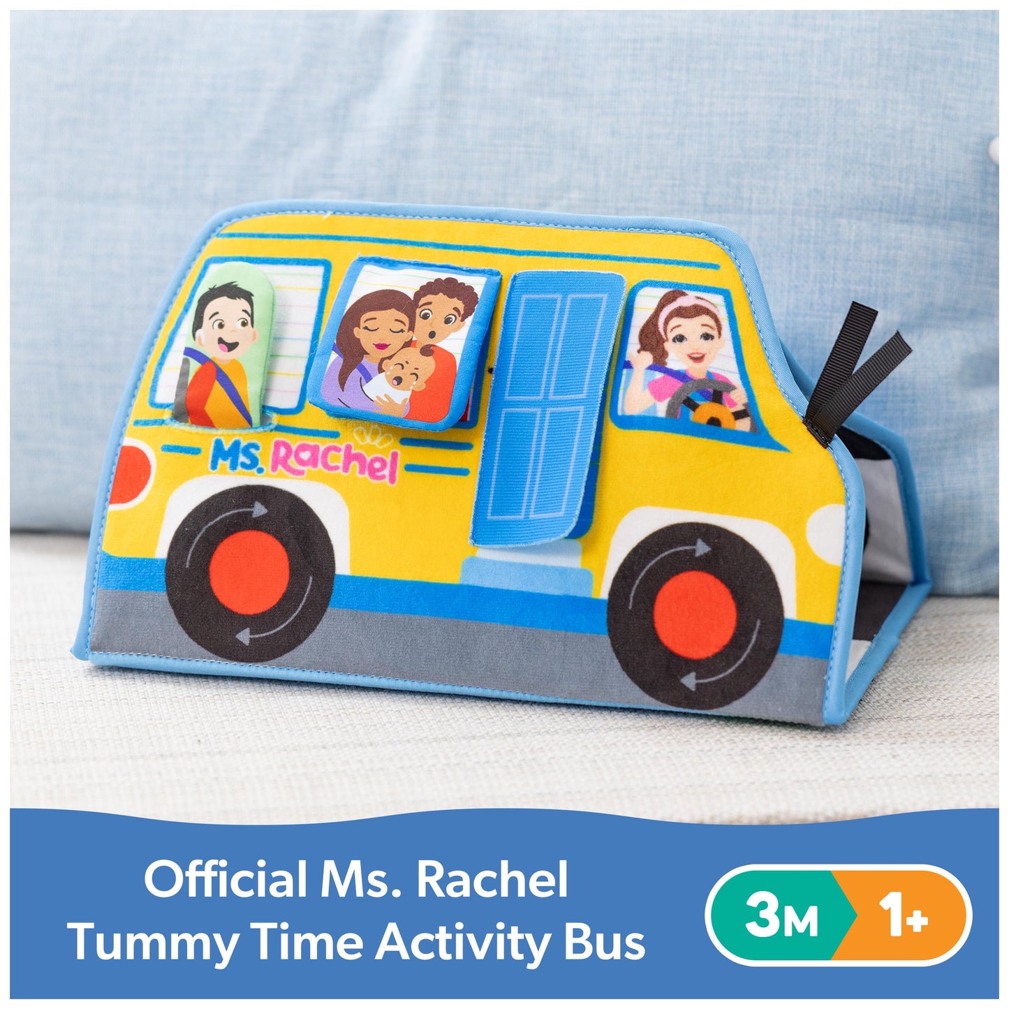 Ms. Rachel Official Tummy Time Activity Bus Folding Play Mat With Baby Mirror & Sensory Toys For Interactive Play Baby Learning