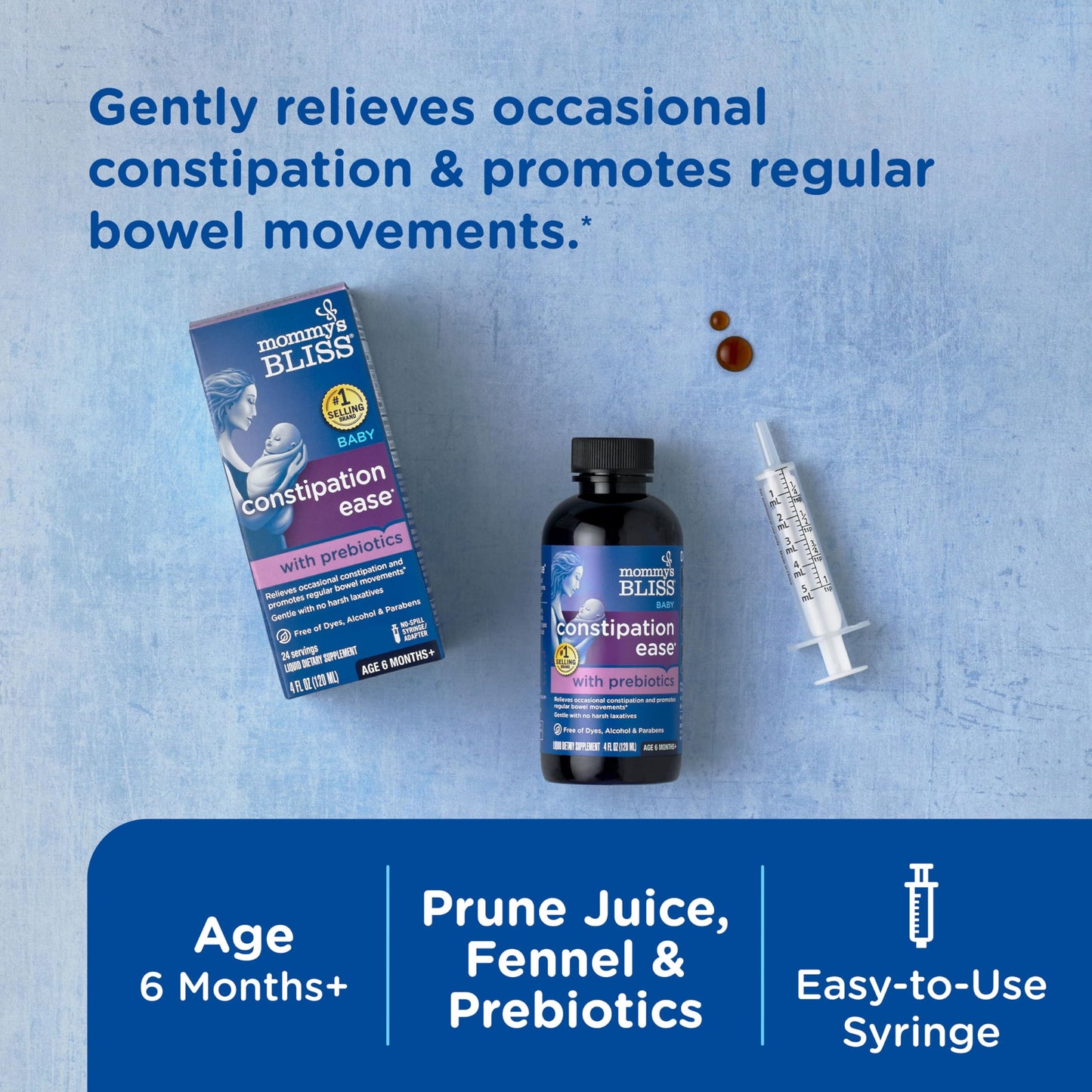 Mommy'S Bliss Constipation Ease + Prebiotics, Relieves Occasional Constipation, Gentle & Safe, No Harsh Laxatives, 4 Fl Oz Bottl