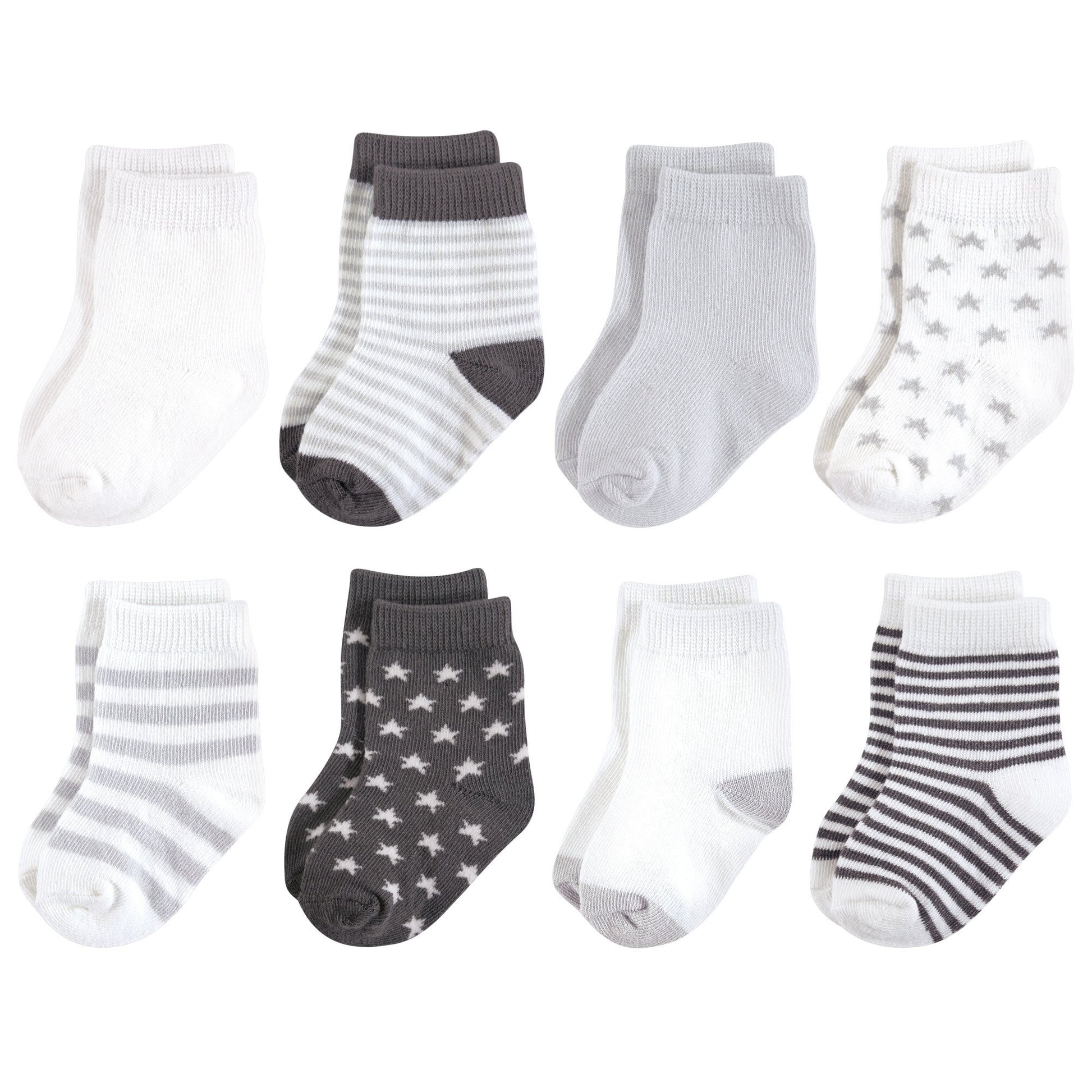Touched By Nature Baby Boys Organic Cotton Casual Socks, Charcoal Stars, 6-12 Months Us