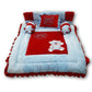 Pinks And Blues Full Sleeping 5 Piece Baby Bedding Set With Two Bear Shape Side Pillows (048 Months) (Sky Red)