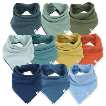 Honestbaby Baby Organic Cotton Bandana Drool Bib Multi-Packs, Rainbow Gems Blues, One Size