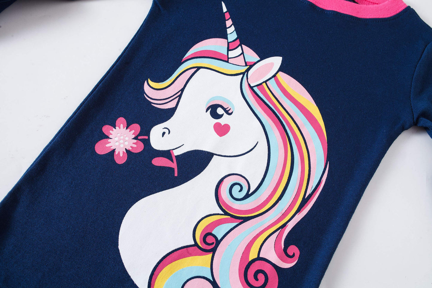 Unicorn Little Girls Pajamas For Kids 100% Cotton Pjs Size 6