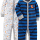 Simple Joys By Carter'S Baby Boys' Cotton Footless Sleep And Play, Pack Of 2, Blue, Animal/Stripe, Preemie