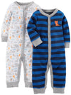 Simple Joys By Carter'S Baby Boys' Cotton Footless Sleep And Play, Pack Of 2, Blue, Animal/Stripe, Preemie