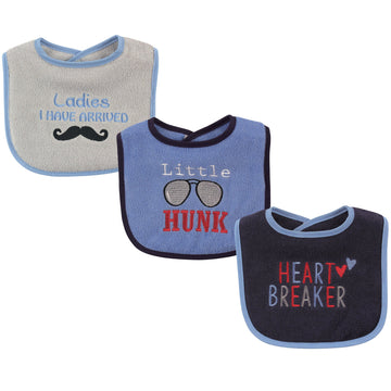 Luvable Friends Unisex Baby Cotton Drooler Bibs With Fiber Filling, Hunk, One Size