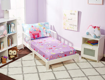 Everyday Kids Toddler Fitted Sheet And Pillowcase Set - Unicorn Dreams - Soft Breathable Microfiber Toddler Sheet Set