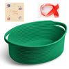 Bufims Small Woven Green Gifts Basket for Storage Empty with Ribbons and Bags Durable Cute Gifts 12X 8 X 5 Small Rope Basket for