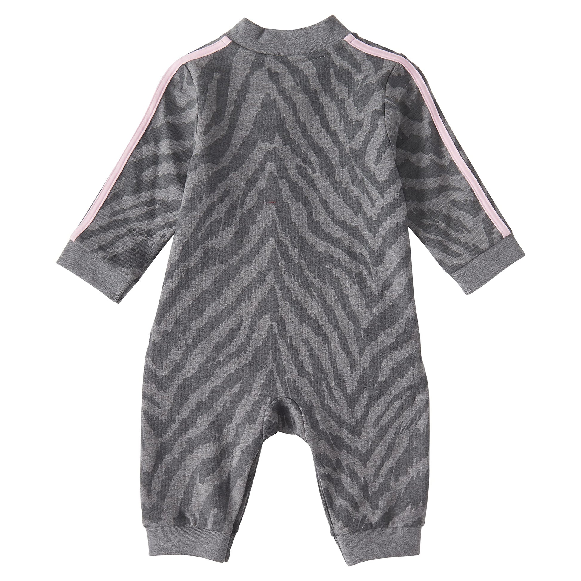 Adidas Baby Girls Long Sleeve Zip Front Printed French Terry Coveralls And Toddler Sleepers, Charcoal Grey Heather, 24 Months Us