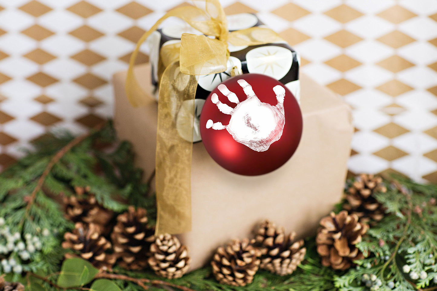 Pearhead Babyprints Diy No Bake Handprint Or Footprint, Holiday Ball Ornament, Baby Holiday Ornament, Baby'S First Christmas Orn