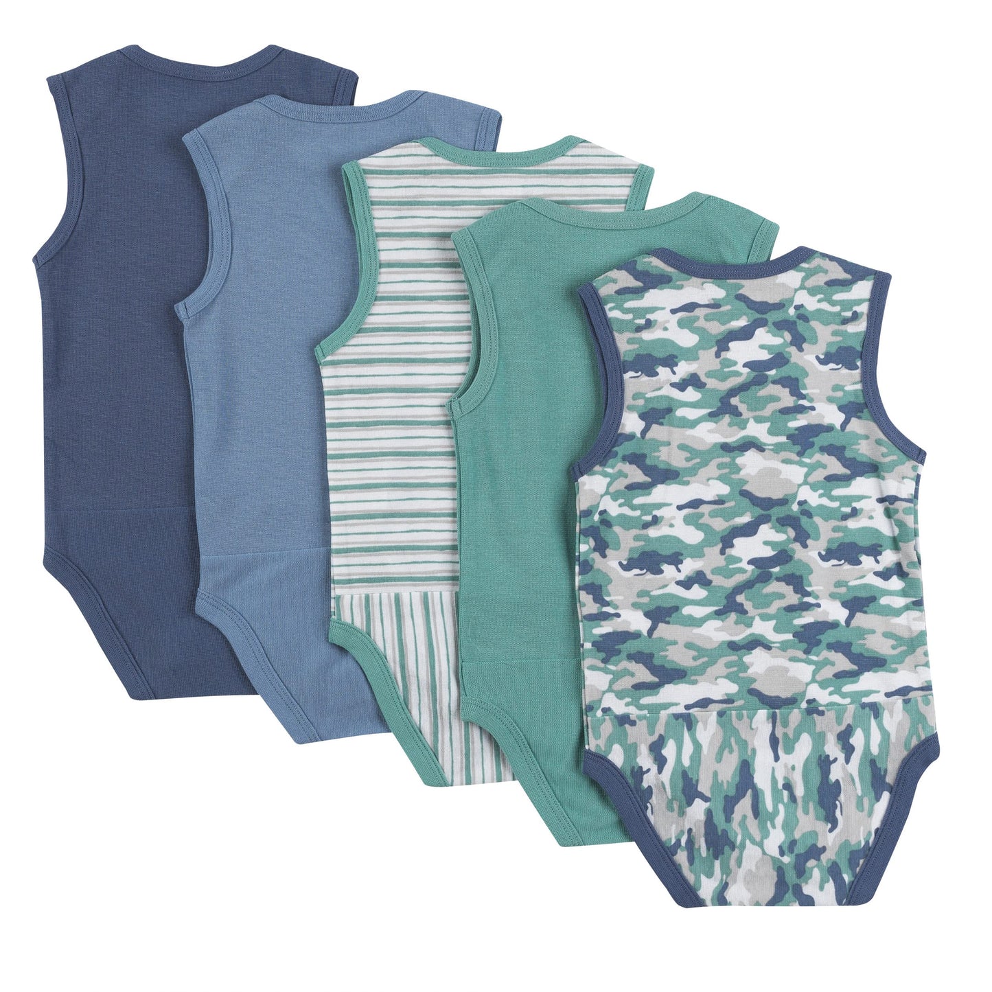 Hanes Baby Girls Bodysuits, Ultimate Flexy Infant Sleeveless 5-Pack, Dusty Blue/Green, 18M-24M Us