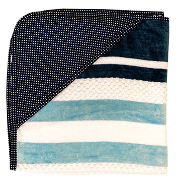 Decor Muse Blue Stripped Hooded Towel for Babies
