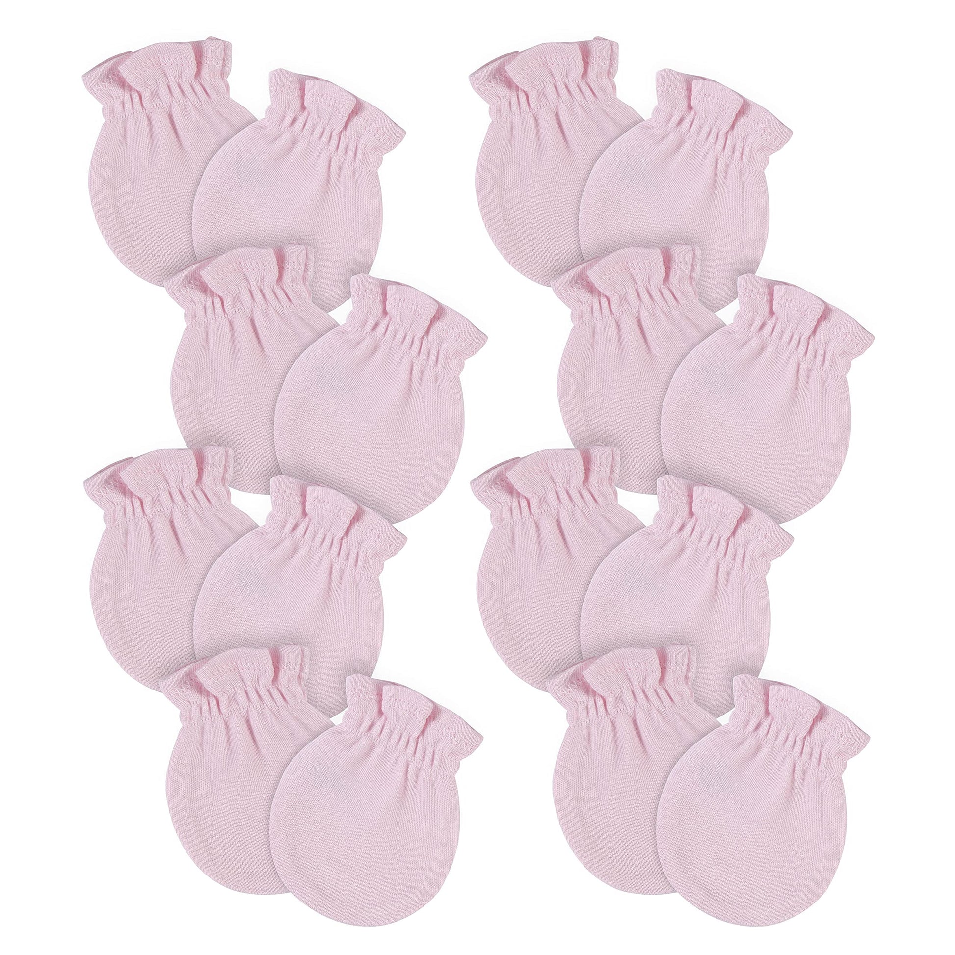 Gerber Baby 12-Pack No Scratch Mittens, Light Pink, 0-3 Months (8-Pack)