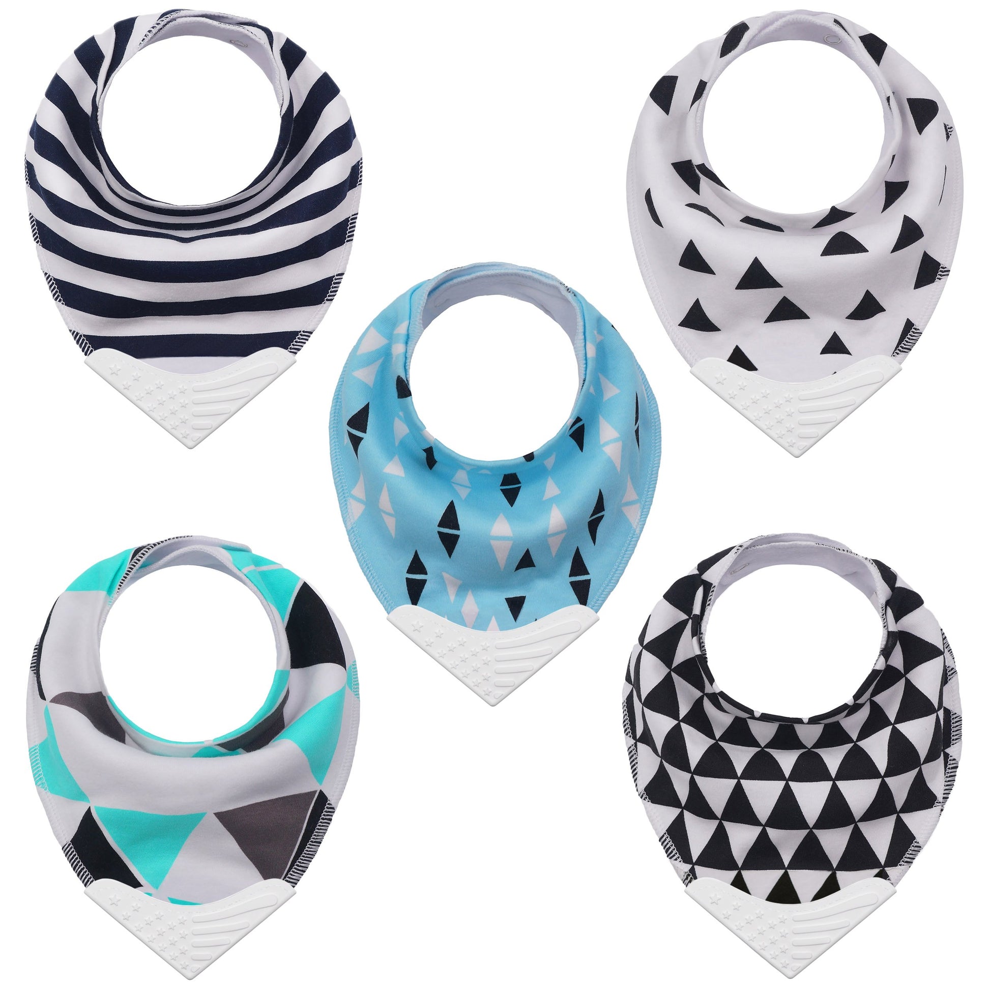Giftty Teething Bibs Baby Bibs Bandana Drool Bib With Bpa-Free Silicone Teether For Boys & Girls, Babies & Toddlers (5-Pack)