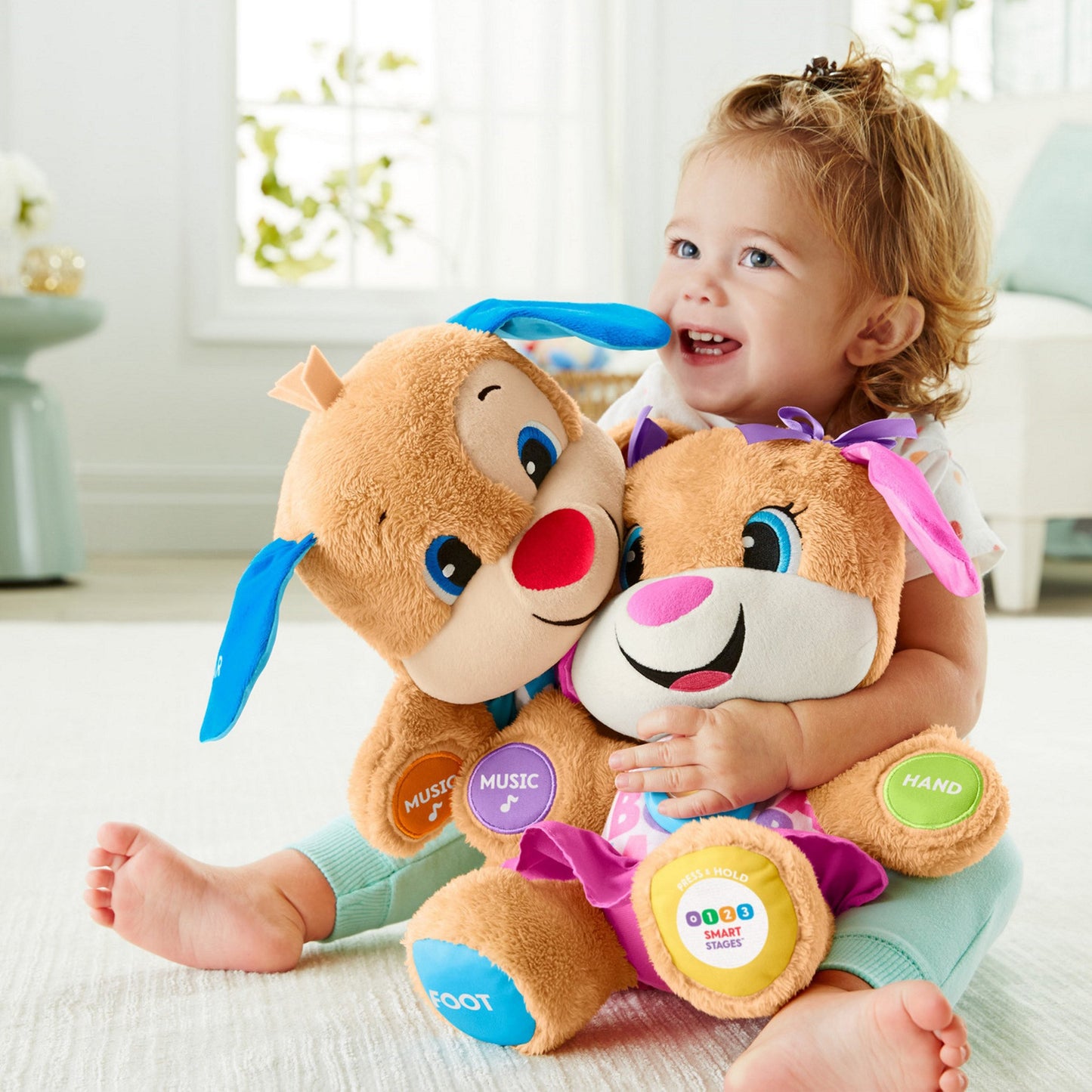 Fisher-Price Baby & Toddler Toy Laugh & Learn Smart Stages Sis Musical Plush with Lights & Phrases for Infants Ages 6+ Months