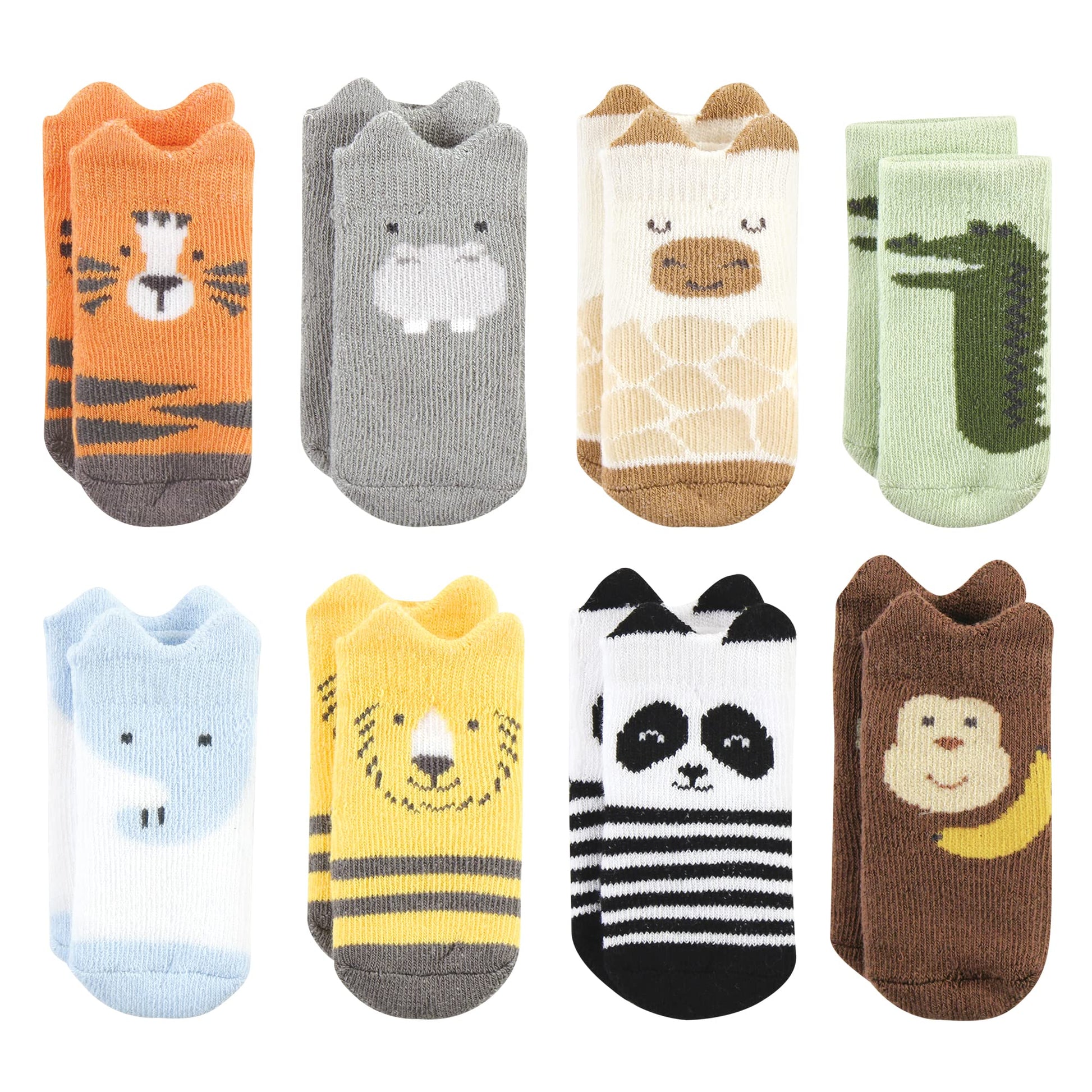 Hudson Baby Unisex Baby Cotton Rich Newborn And Terry Socks, Zoo Animals, 6-12 Months