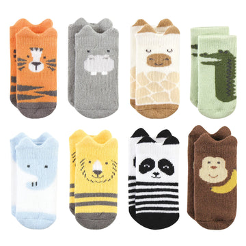Hudson Baby Unisex Baby Cotton Rich Newborn And Terry Socks, Zoo Animals, 6-12 Months