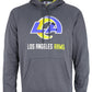 Zubaz Nfl Mens Heather Grey Fleece Hoodie With Static Colored Hood, Pro Football Hoodie, Los Angeles Rams 20, Medium