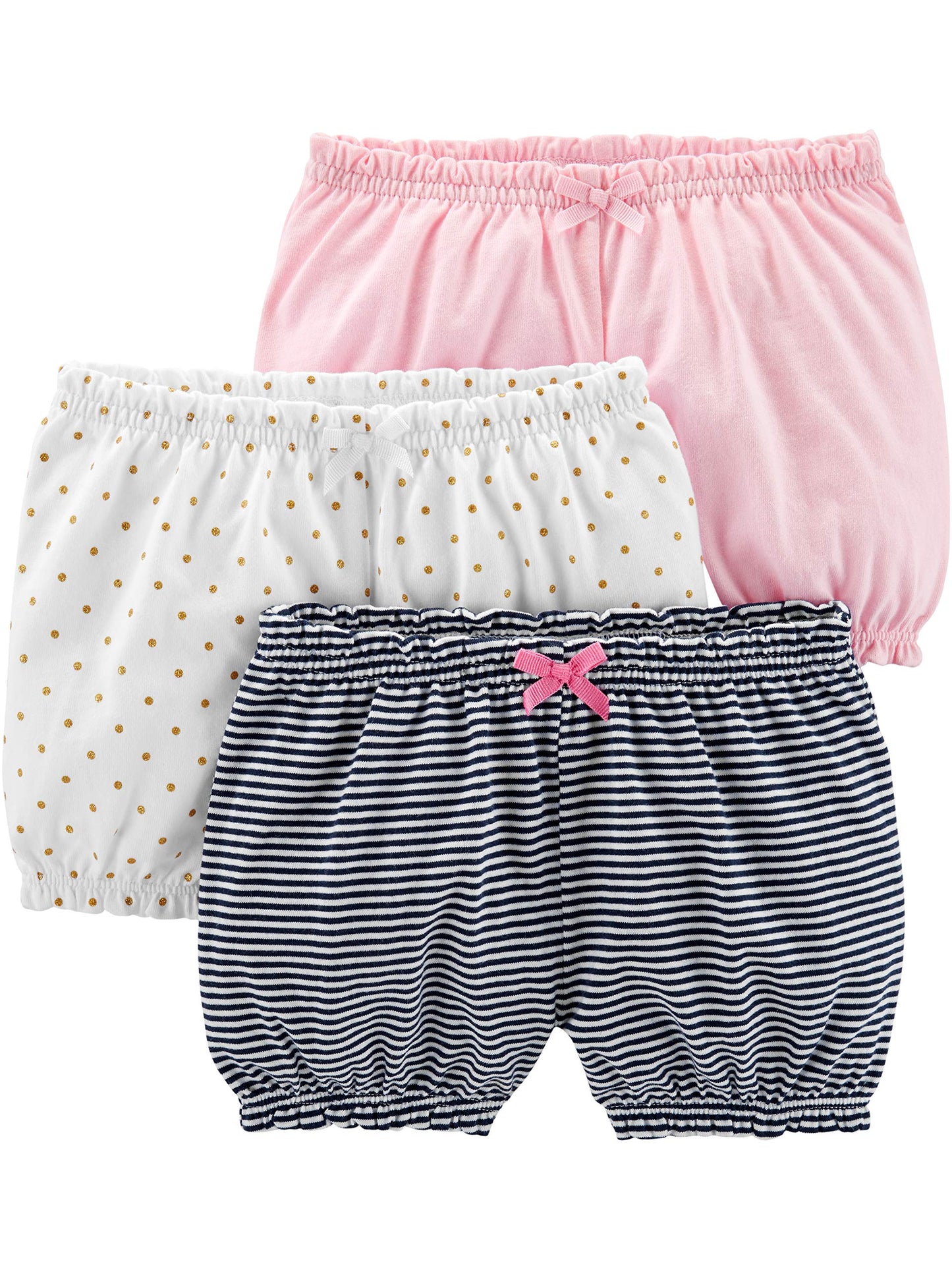 Simple Joys By Carters Baby Girls Bloomer Shorts, Pack Of 3, Whitepink, Dots, 24 Months