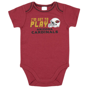 Nfl Arizona Cardinals 3 Pack Bodysuit Sleep N Play Footie Cap Registry Gift Set, Red/White Arizona Cardinals, 3-6M