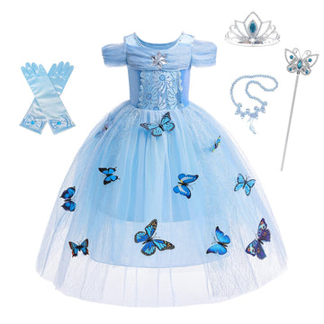 Dressy Daisy Toddler Little Girls' Princess Dress Costume With Accessories Halloween Fancy Dresses Up Butterfly Size 4-5 Blue