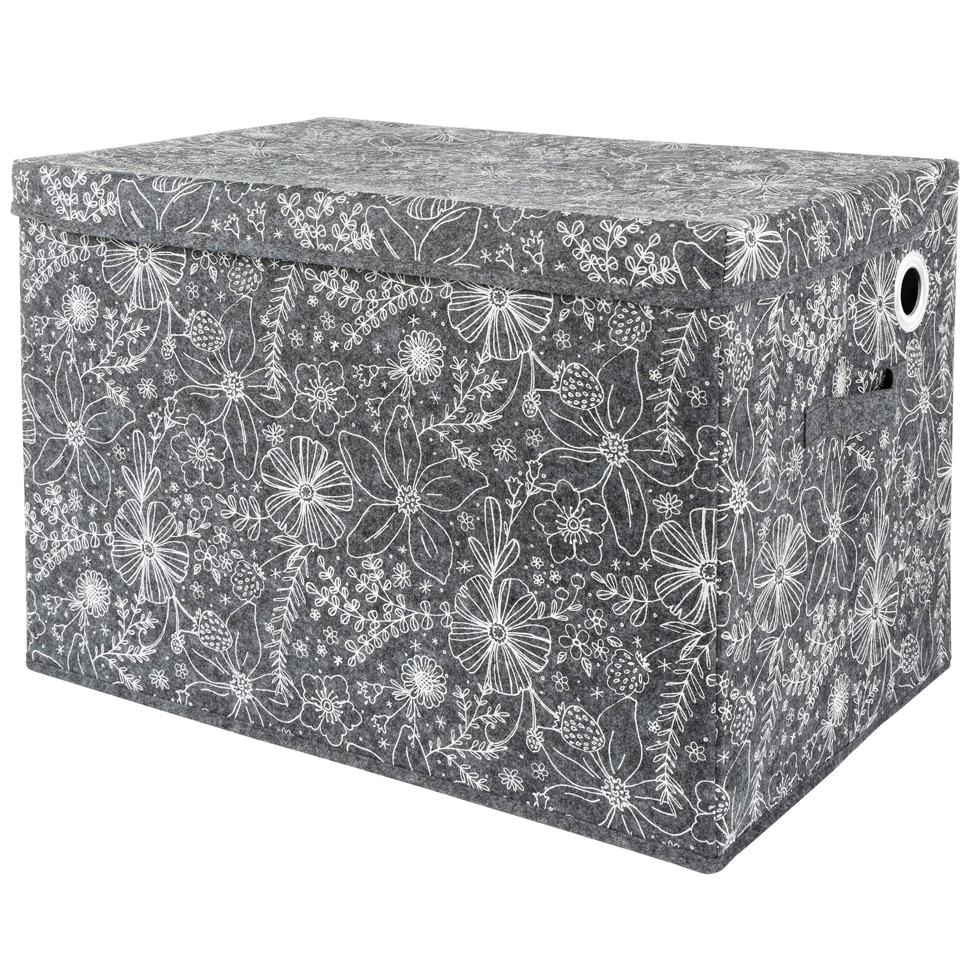 Sammy & Lou Collapsible Felt Soft Toy Box for Toddlers Toy Storage Organizer with Handles and Hinged Lid, 22 x 14.5 x 15 inches,