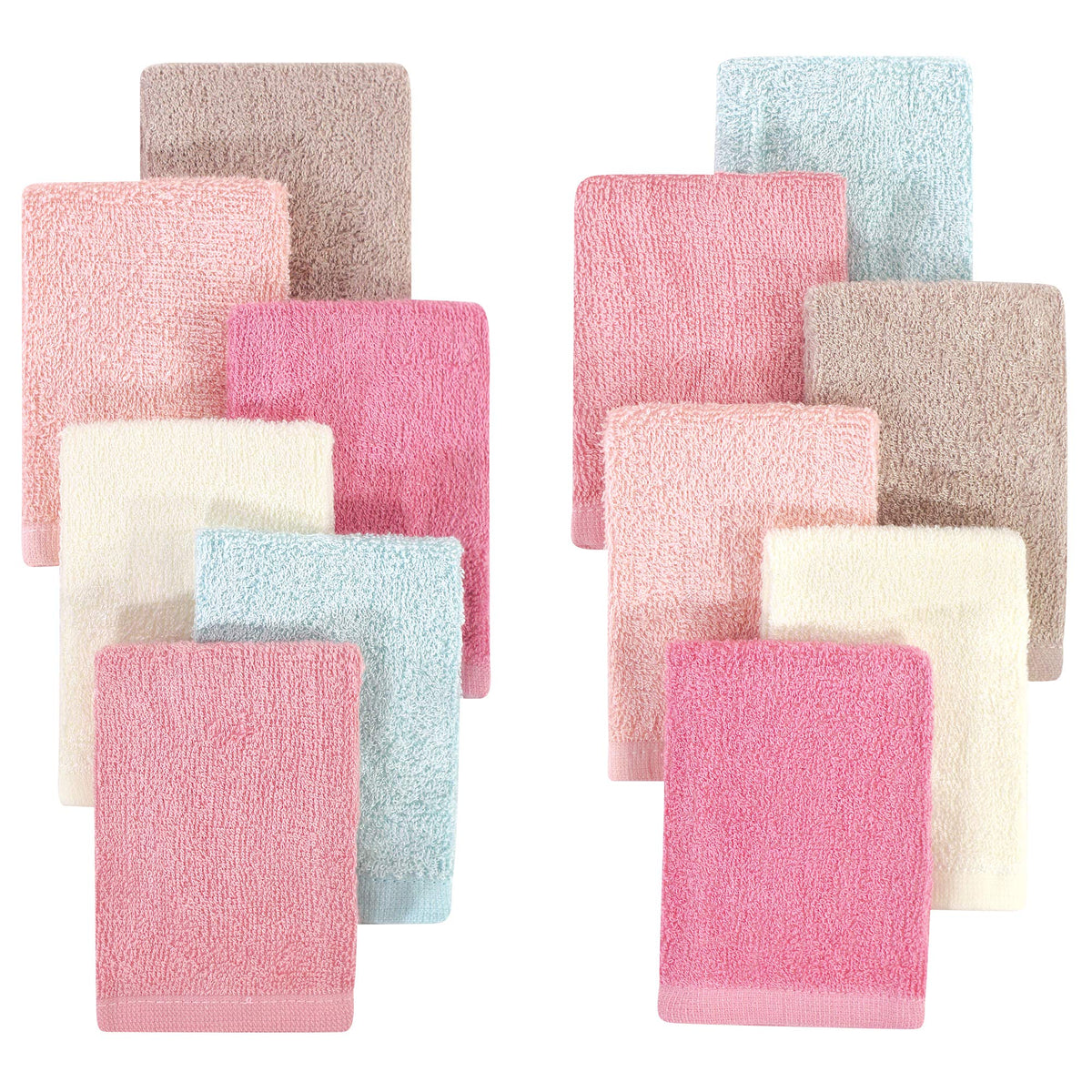 Hudson Baby Unisex Baby Rayon from Bamboo Woven Washcloths 12pk, Soft Peony, One Size