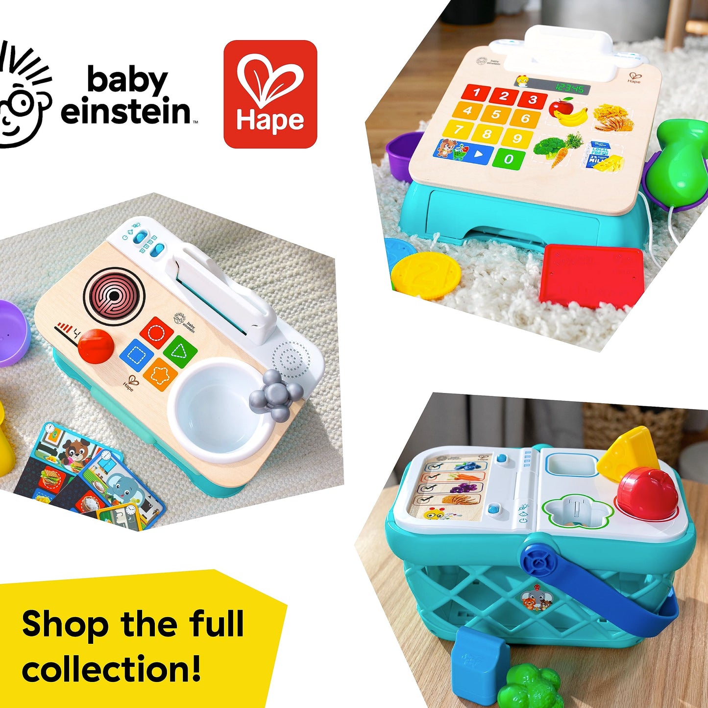Baby Einstein + Hape Magic Touch Cash Register Pretend to Check Out Toy, with Real Sounds and Music, Ages 9 Months and Up