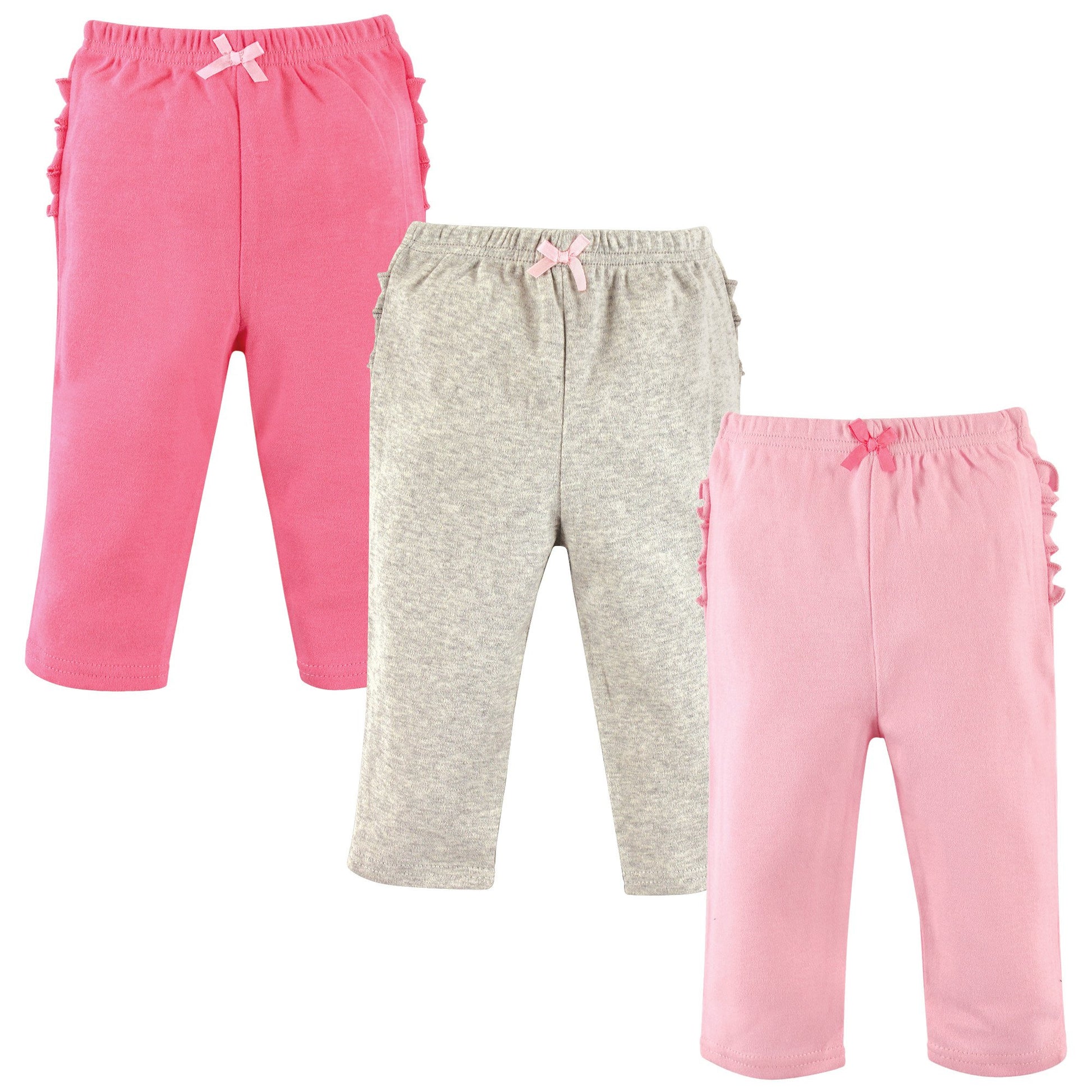 Hudson Baby Unisex Baby Cotton Pants And Leggings, Pink Gray, 9-12 Months