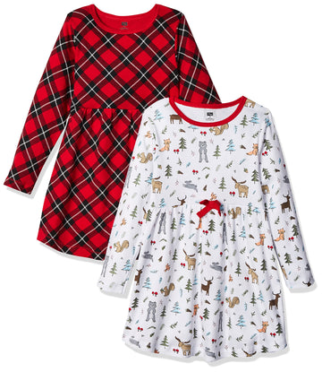 Hudson Baby Infant And Toddler Girl Cotton Dresses Woodland Friends, 4 Toddler