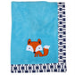 Bacati - Tribal/Aztec Plush Embroidered 30 x 40 inches Baby Blanket (Aqua/Orange/Navy Fox)