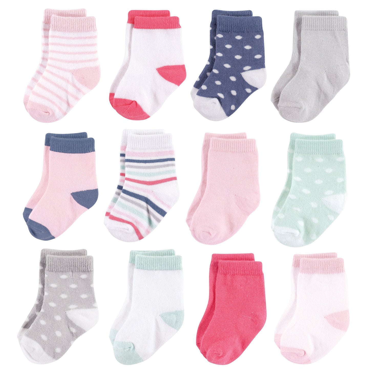 Hudson Baby Unisex Cotton Rich Newborn And Terry Socks, Girl Stripe, 0-6 Months